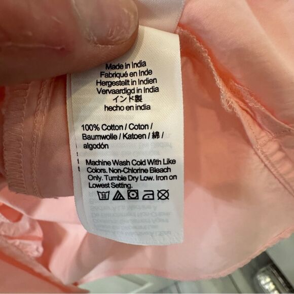 J Crew Pink Long Sleeve 100% cotton Ruffle Cottage Top w split hem- 4- like new! - Picture 8 of 12